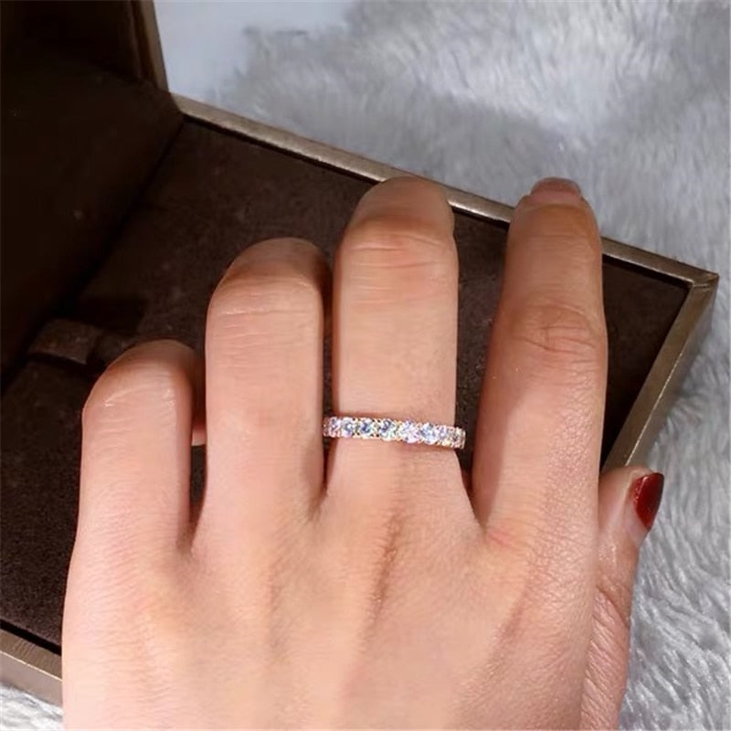 Silver Ring White Stone Bridal Wedding Engagement Ring