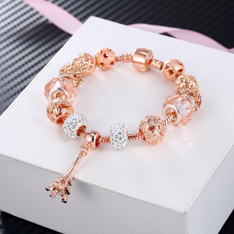 Rose gold Eiffel Tower Charm Bracelets