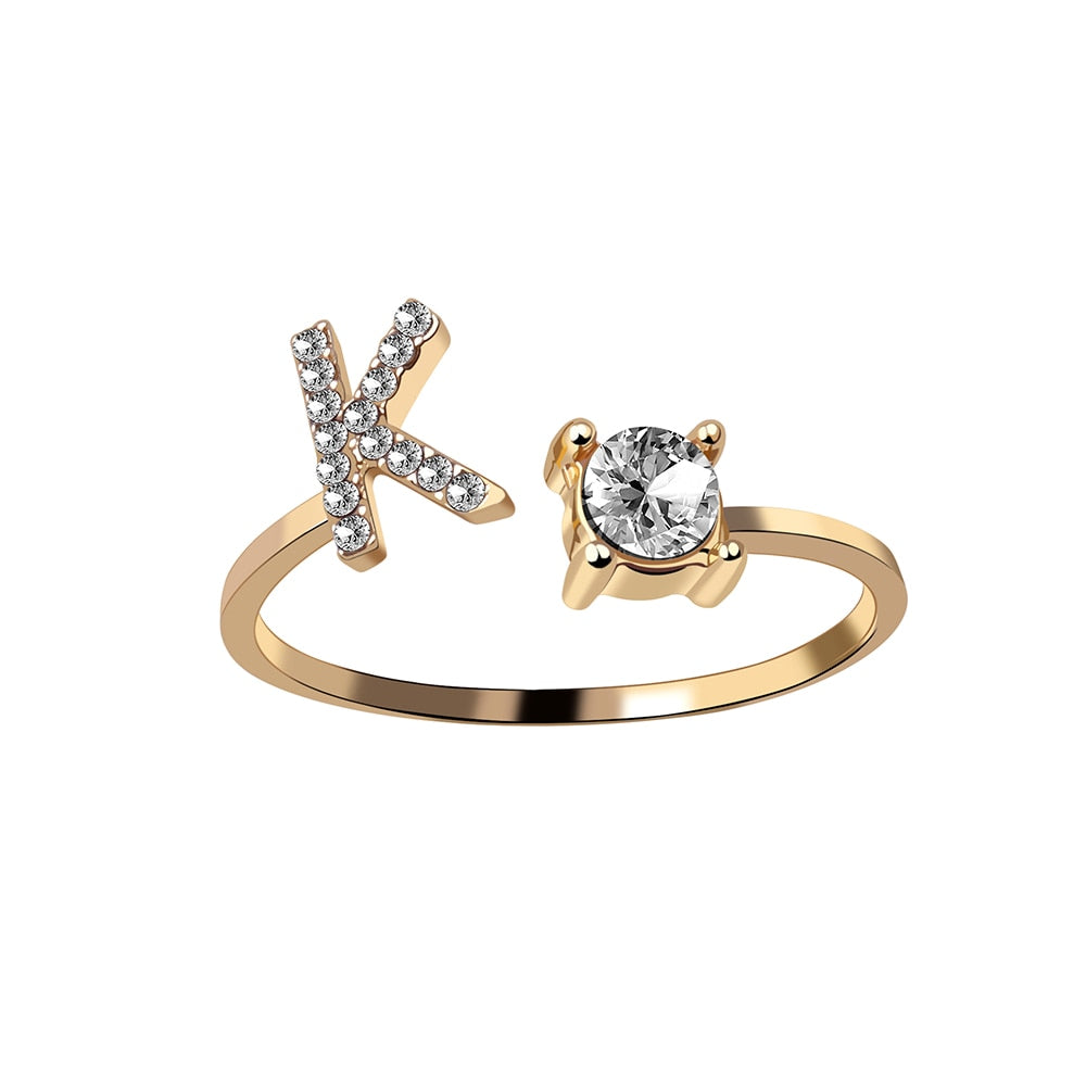 Alphabet Letter Women Adjustable Ring