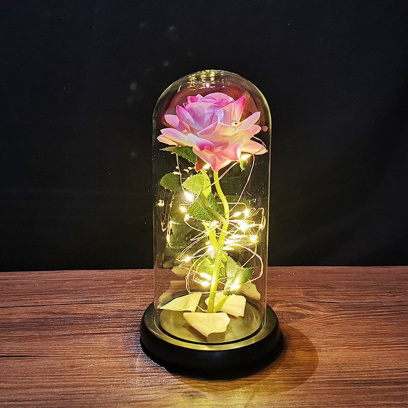 LED Enchanted Galaxy Rose Eternal Foil Flower Dome