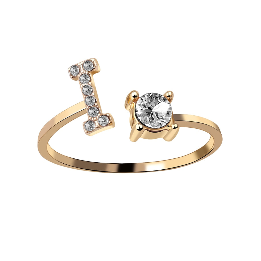 Alphabet Letter Women Adjustable Ring