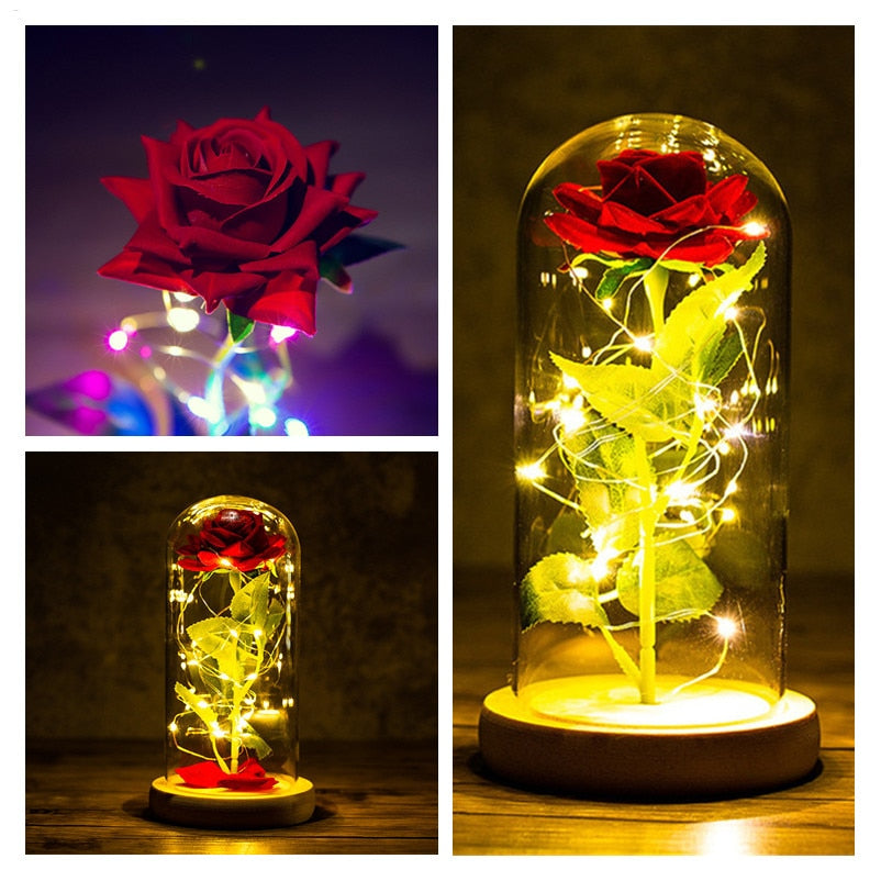 LED Enchanted Galaxy Rose Eternal Foil Flower Dome