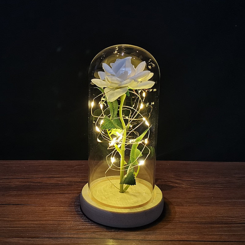 LED Enchanted Galaxy Rose Eternal Foil Flower Dome