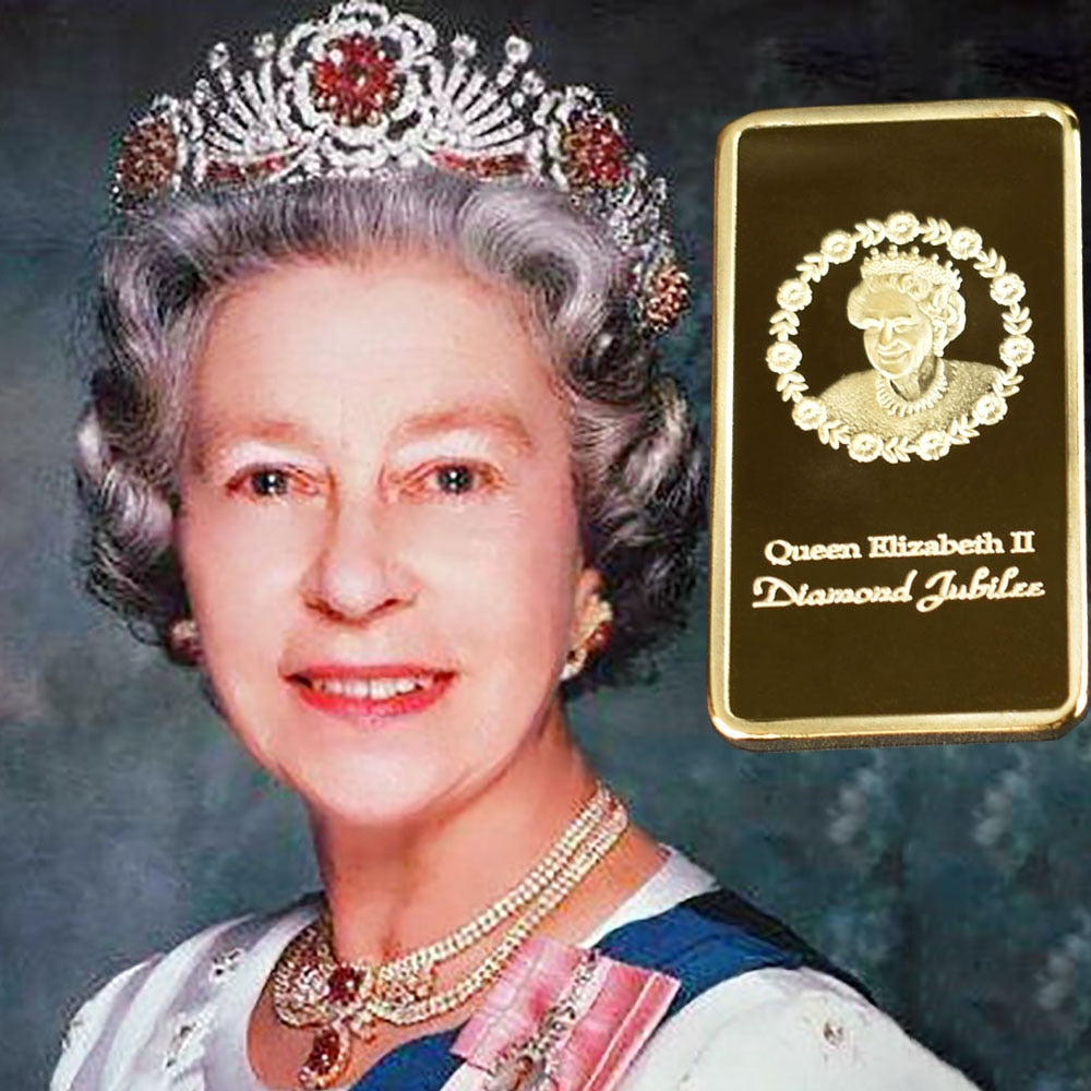 Queen Elizabeth II Gold Plated Metal Plate With gift box