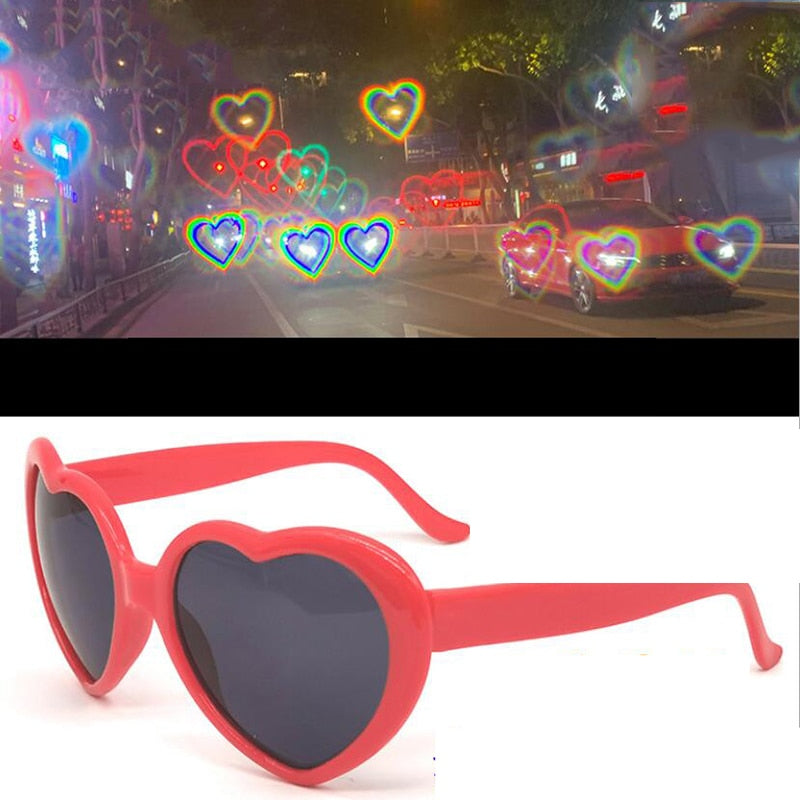 Love Heart Shape Sunglasses At Night Becomes Heart Shapes