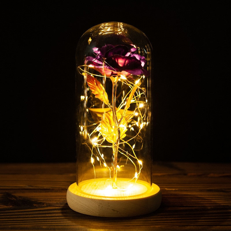 LED Enchanted Galaxy Rose Eternal Foil Flower Dome