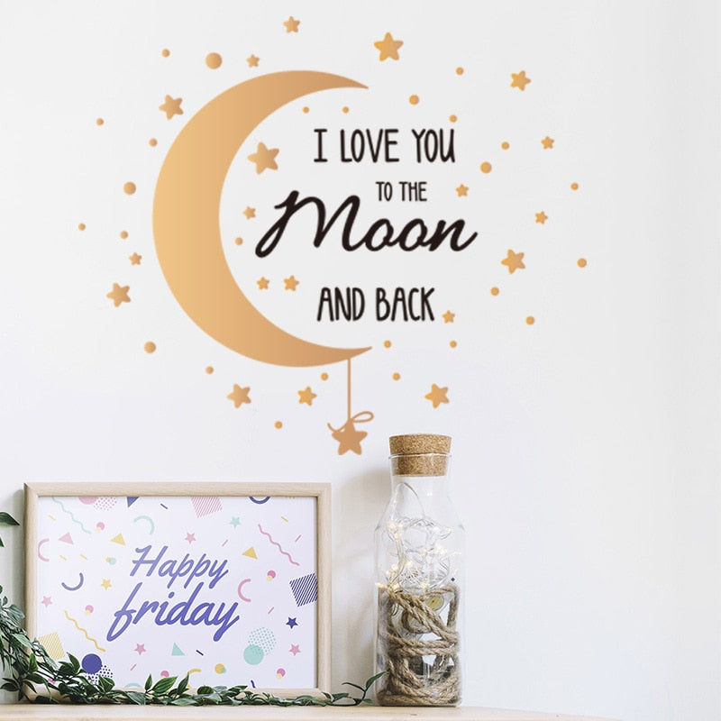 Romantic I Love You Moon Stars Wall Stickers