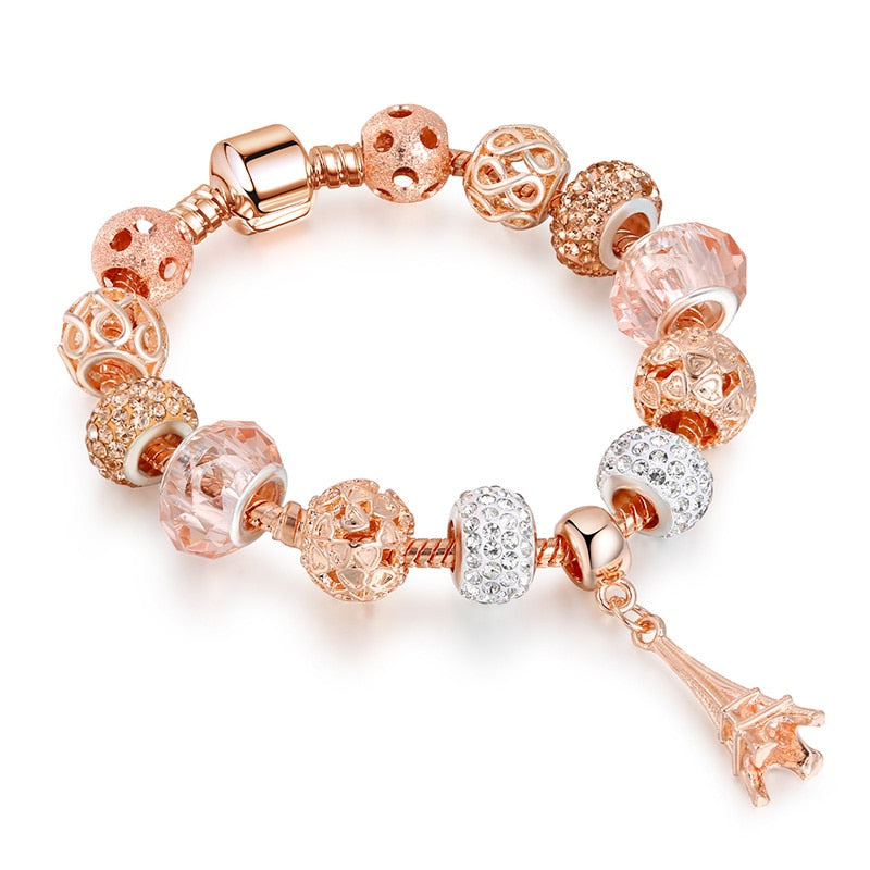 Rose gold Eiffel Tower Charm Bracelets