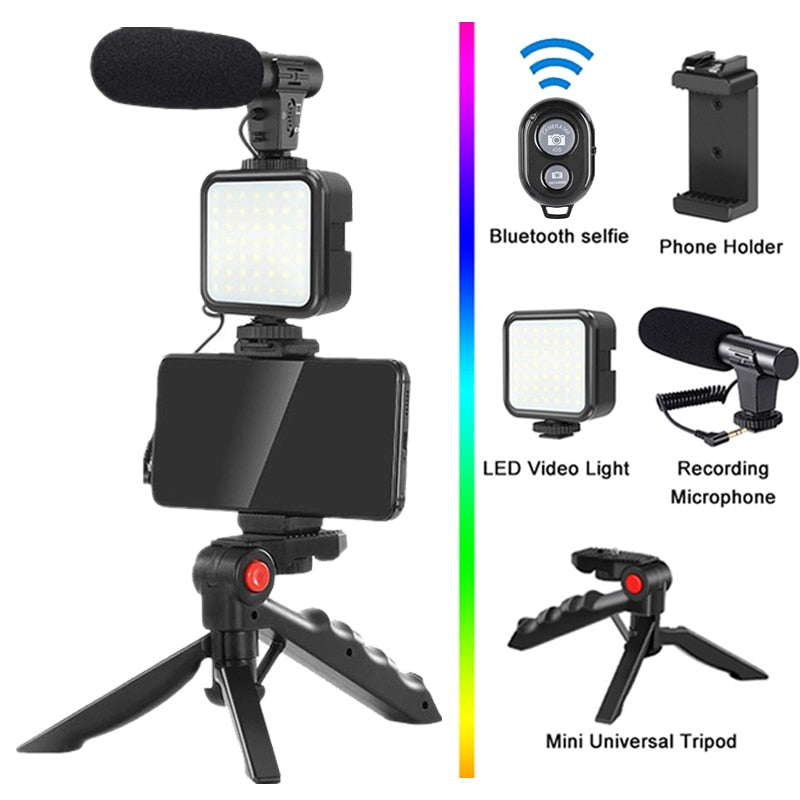 Phone Holder Tripod Recording Handle Portable