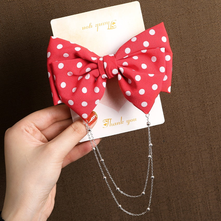 Women Ribbon Bow Pearls Hair clips