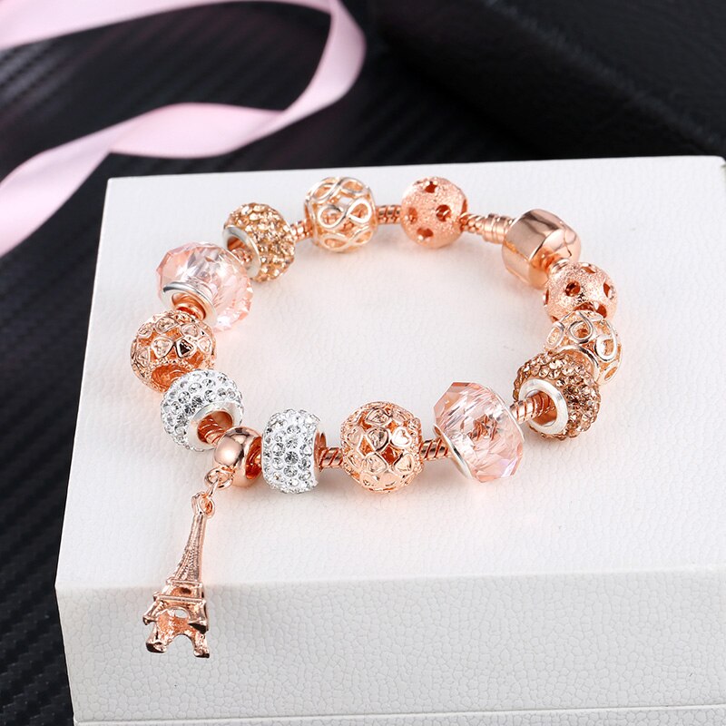 Rose gold Eiffel Tower Charm Bracelets