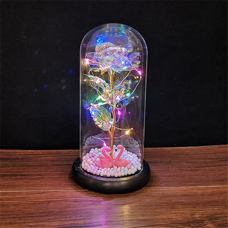 LED Enchanted Galaxy Rose Eternal Foil Flower Dome