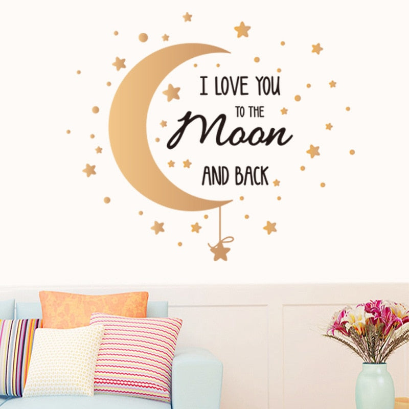 Romantic I Love You Moon Stars Wall Stickers