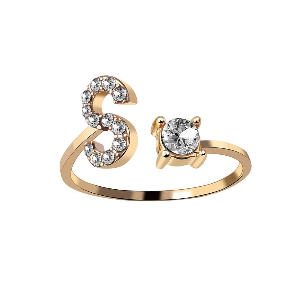 Alphabet Letter Women Adjustable Ring