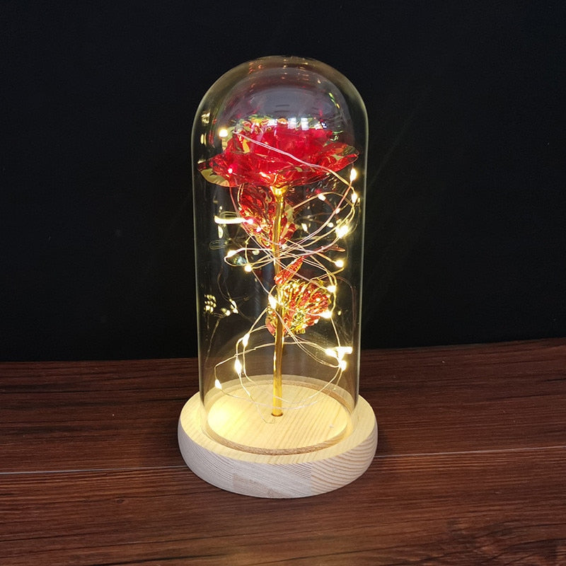 LED Enchanted Galaxy Rose Eternal Foil Flower Dome