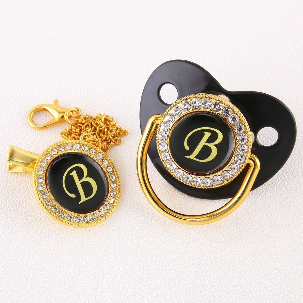 Black Bling Baby Alphabet Letter Pacifier