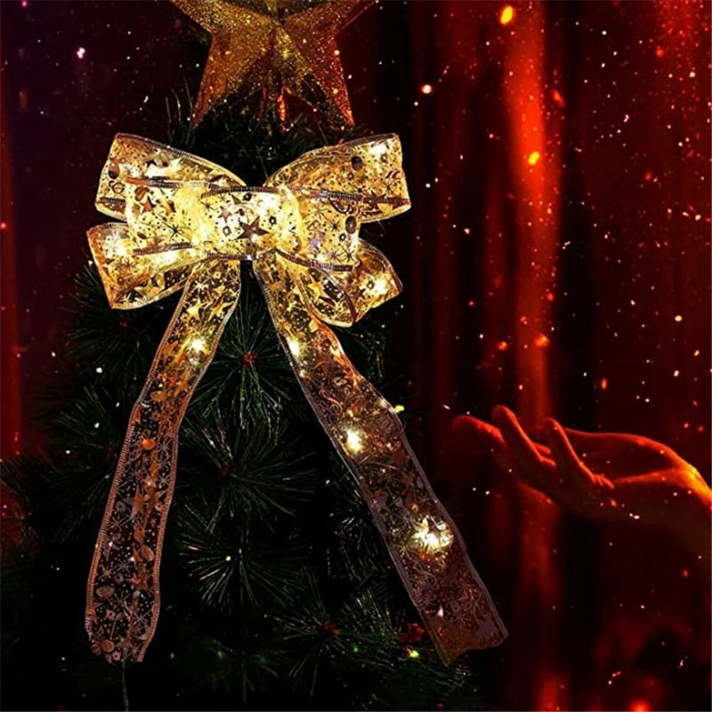 Christmas Tree Ribbon Fairy Light String Decoration