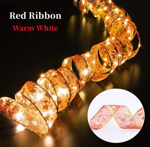 Christmas Tree Ribbon Fairy Light String Decoration