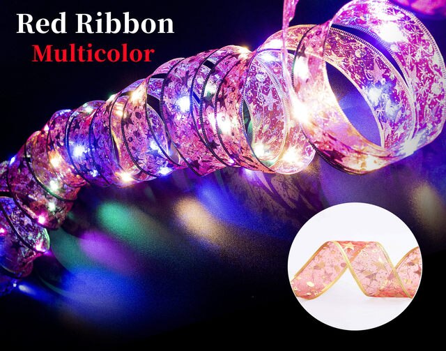 Christmas Tree Ribbon Fairy Light String Decoration