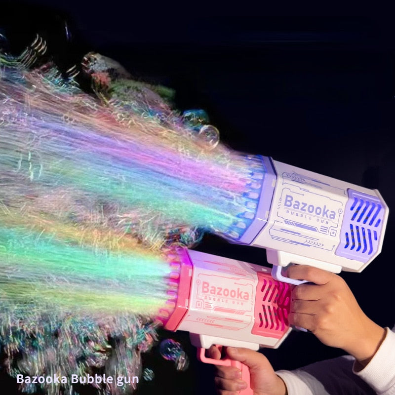 Colorful Luminous Bubble Machine Bazooka Gun 69 Holes