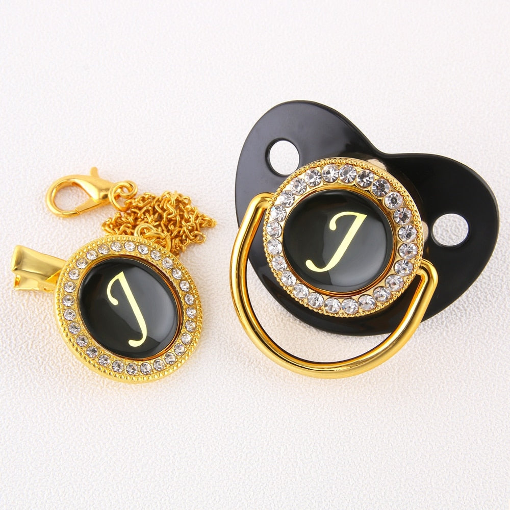 Black Bling Baby Alphabet Letter Pacifier