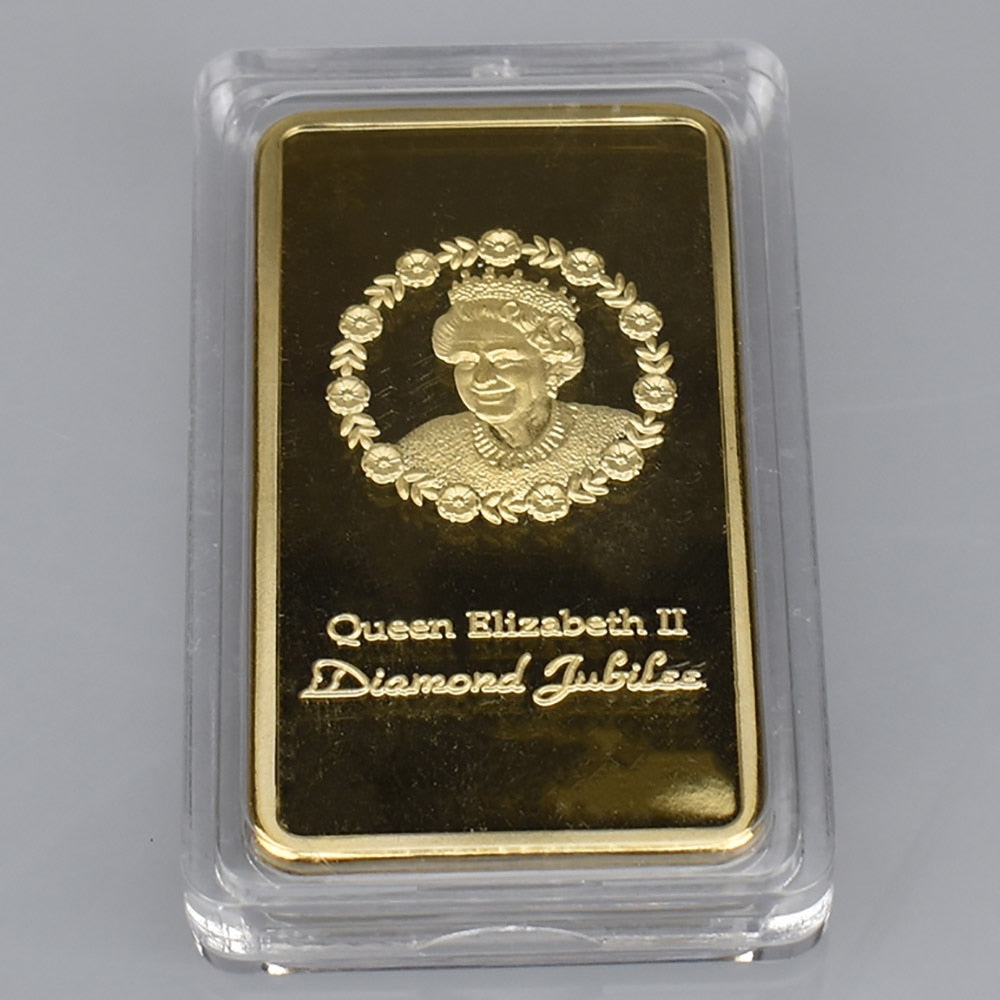 Queen Elizabeth II Gold Plated Metal Plate With gift box