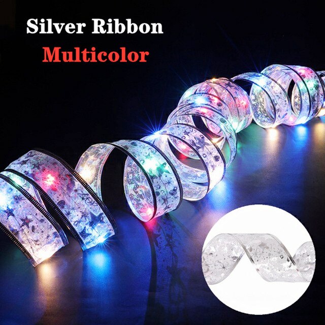 Christmas Tree Ribbon Fairy Light String Decoration