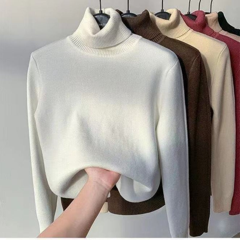 Women Fleeced Turtleneck Sweater