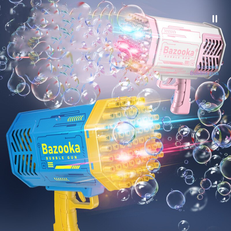 Colorful Luminous Bubble Machine Bazooka Gun 69 Holes