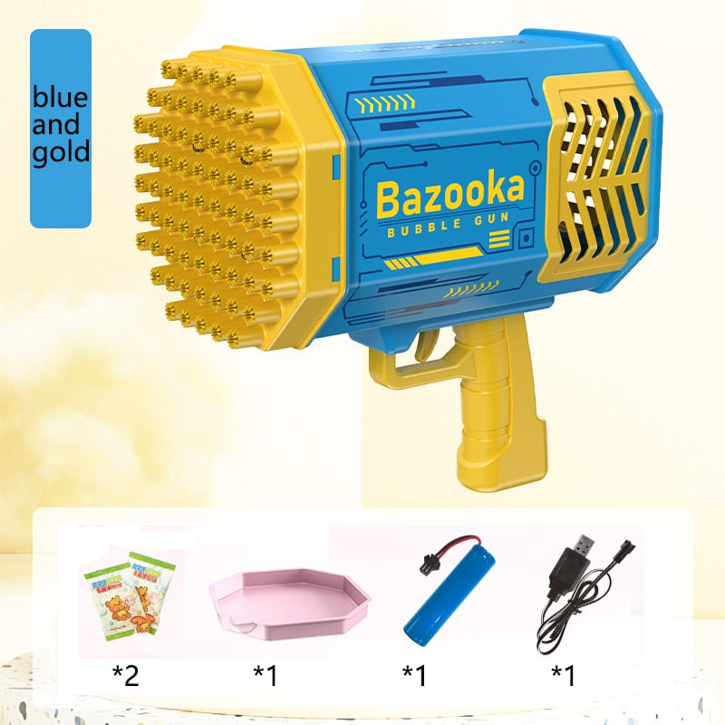 Colorful Luminous Bubble Machine Bazooka Gun 69 Holes