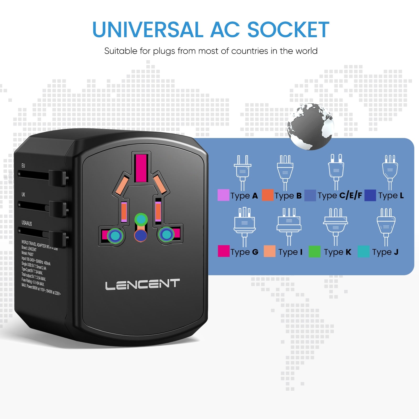 Universal Travel Adapter and Charger