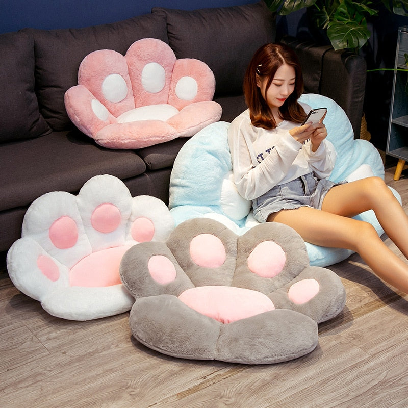 Cat Paw Back Pillows Plush Seat Cushion Chair