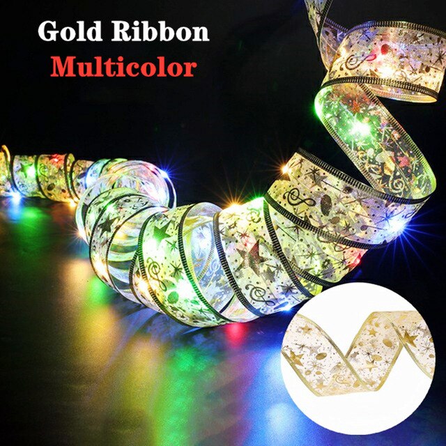 Christmas Tree Ribbon Fairy Light String Decoration