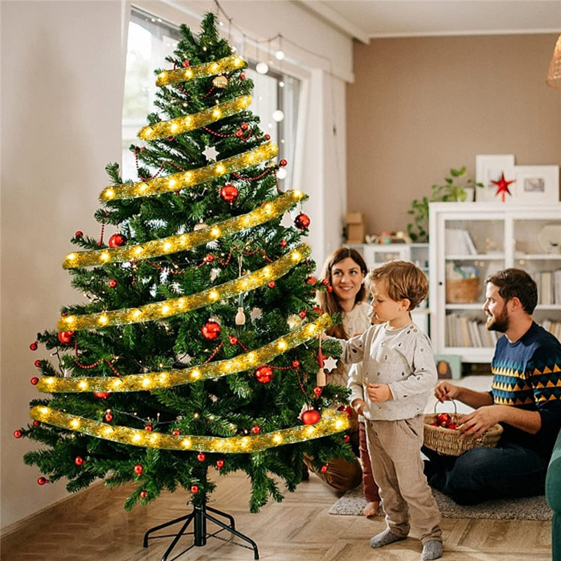 Christmas Tree Ribbon Fairy Light String Decoration