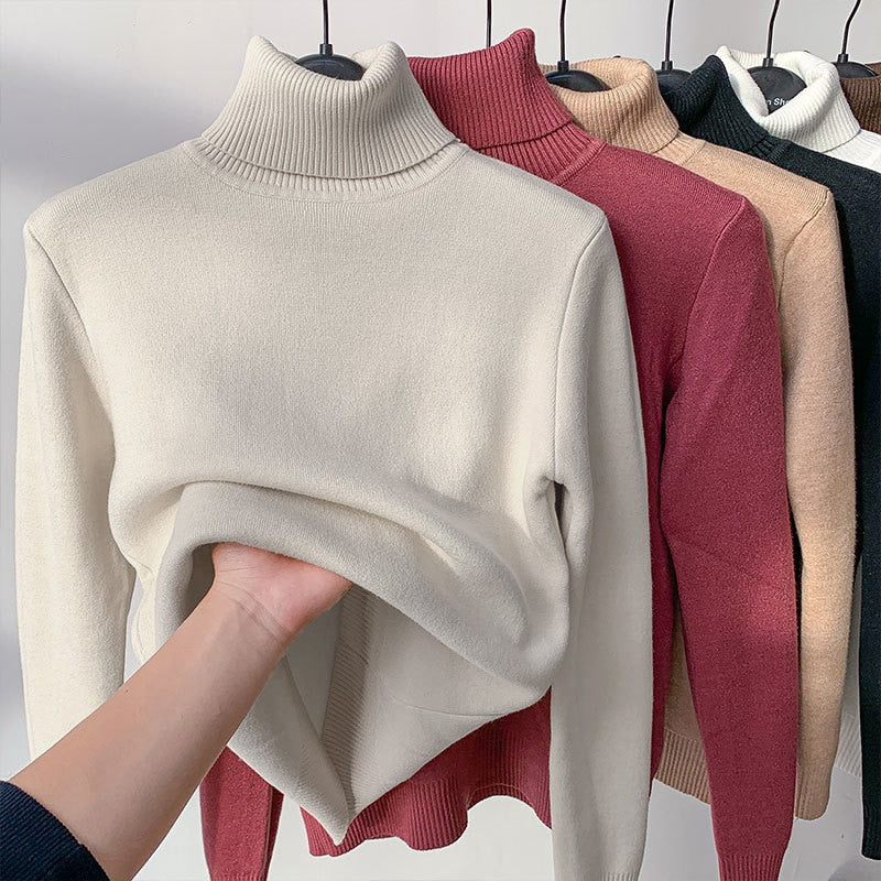 Women Fleeced Turtleneck Sweater