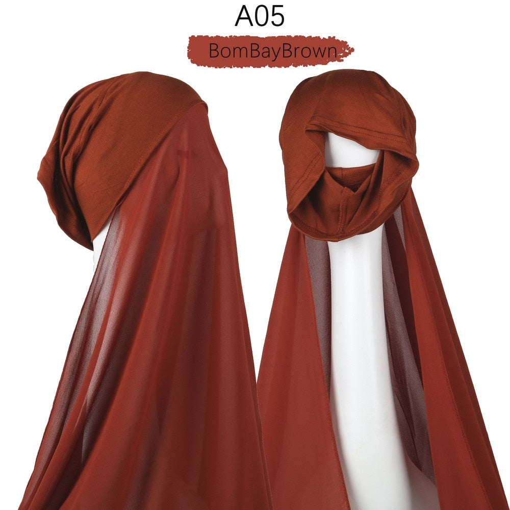 Chiffon Instant Hijab With Cap