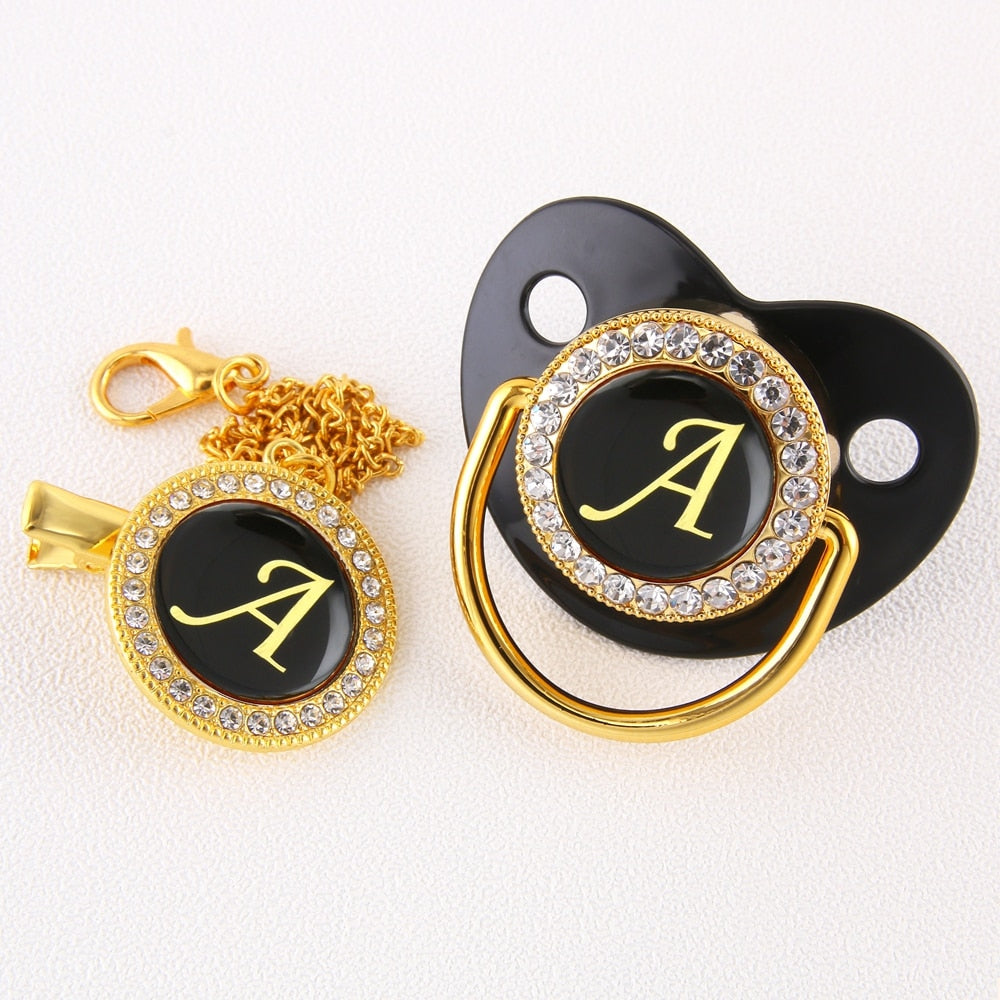 Black Bling Baby Alphabet Letter Pacifier