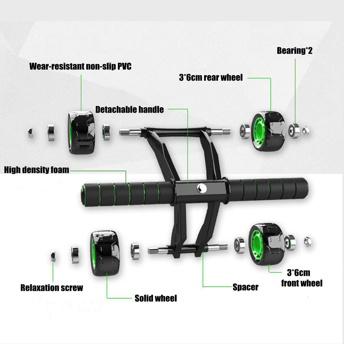 4 Wheels Abdominal Muscle Roller Exercise Equipment